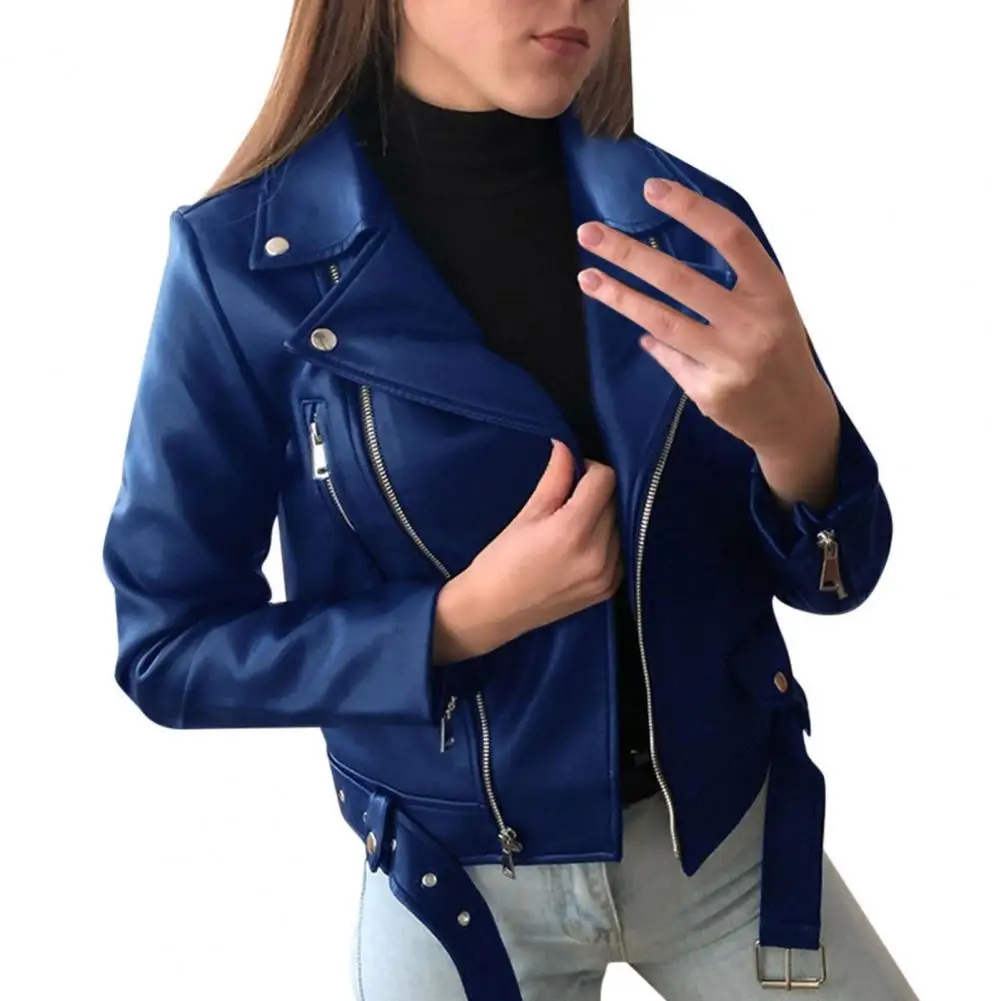 Chaqueta de cuero de imitación para mujer, abrigo de Color liso, impermeable, para Otoño e Invierno