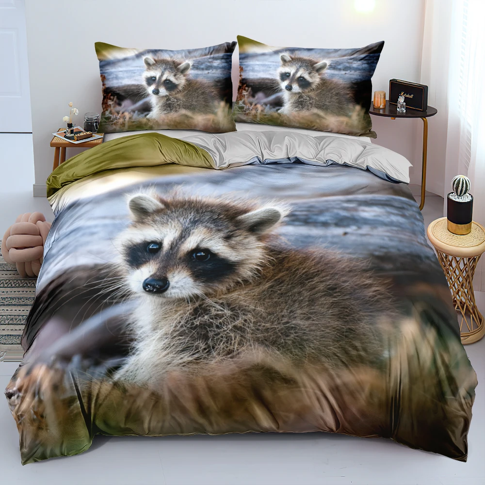 3D Playing Raccon Duvet Cover Set Custom Design Quilt Cover Set Twin Queen King Size 265x230cm Bedding Set Home Textile for Gift