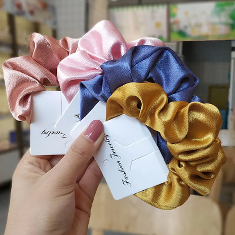 Girl Elastic Silk Scrunchie Women Ruban Satin Purple Hair Bands Black Crunchy Hair Ties Gum Ponytail Holder Chouchou Accessory