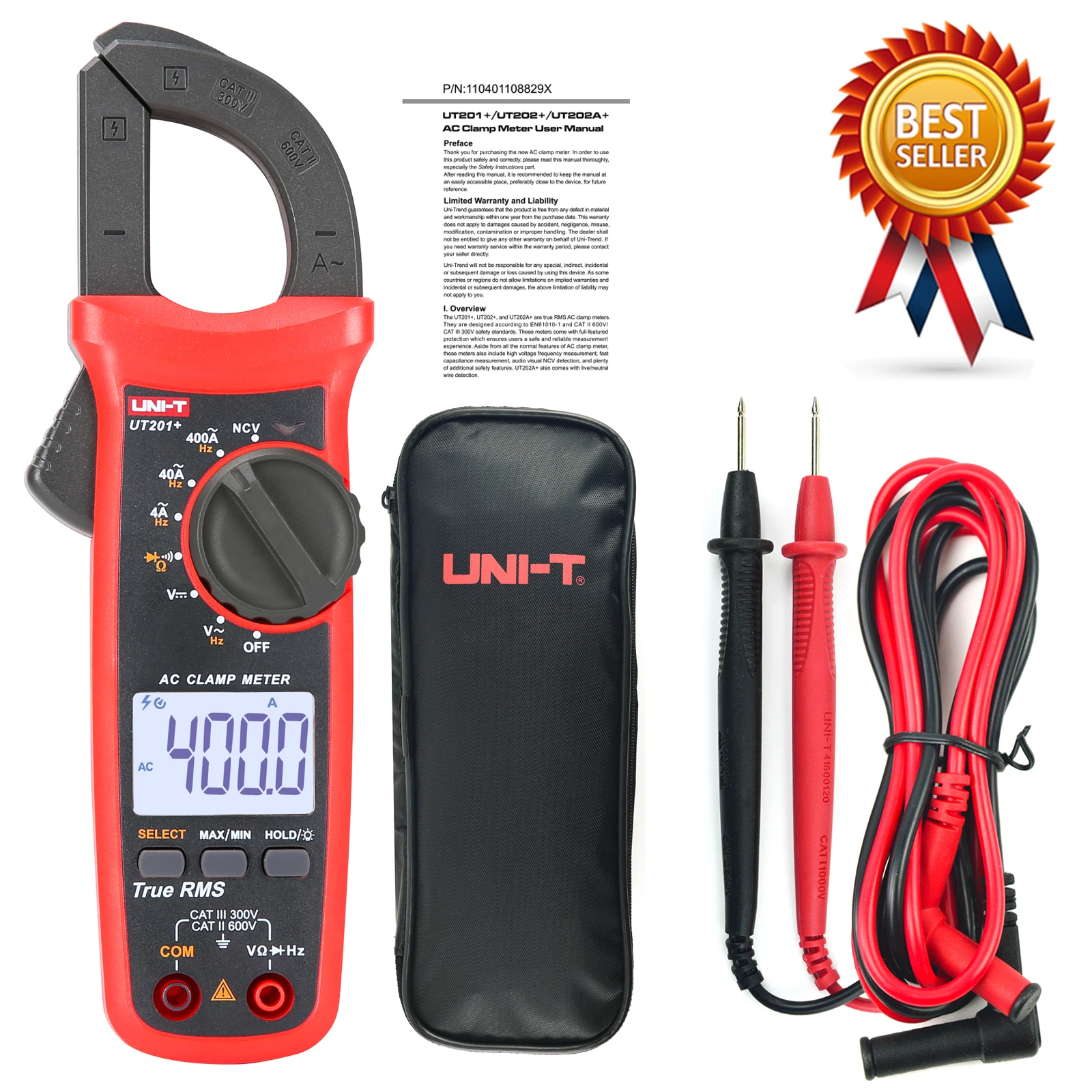 UNI-T UT201 +/UT202 +/UT203 + True RMS Clamp Meter MAX/MIN AC DC Tester di resistenza di capacità di tensione di corrente.