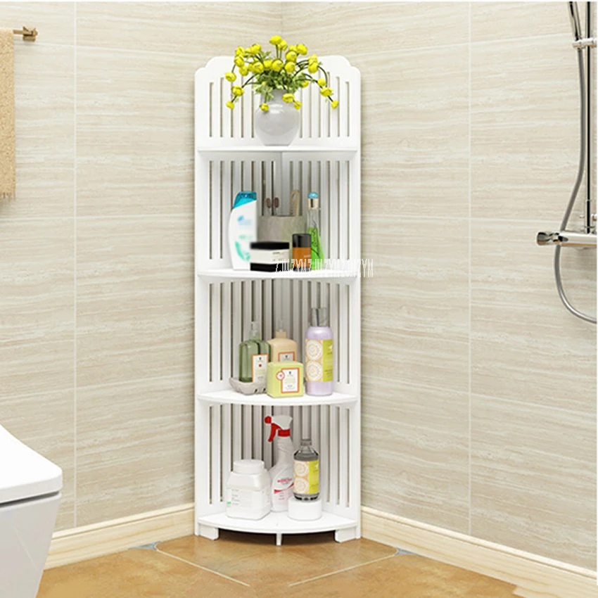 

ZWJ-002 Bathroom Storage Side Cabinet No Punching Toilet Floor Type Corner Vanity Cabinet Tissue Storage Rack Triangle Shelf