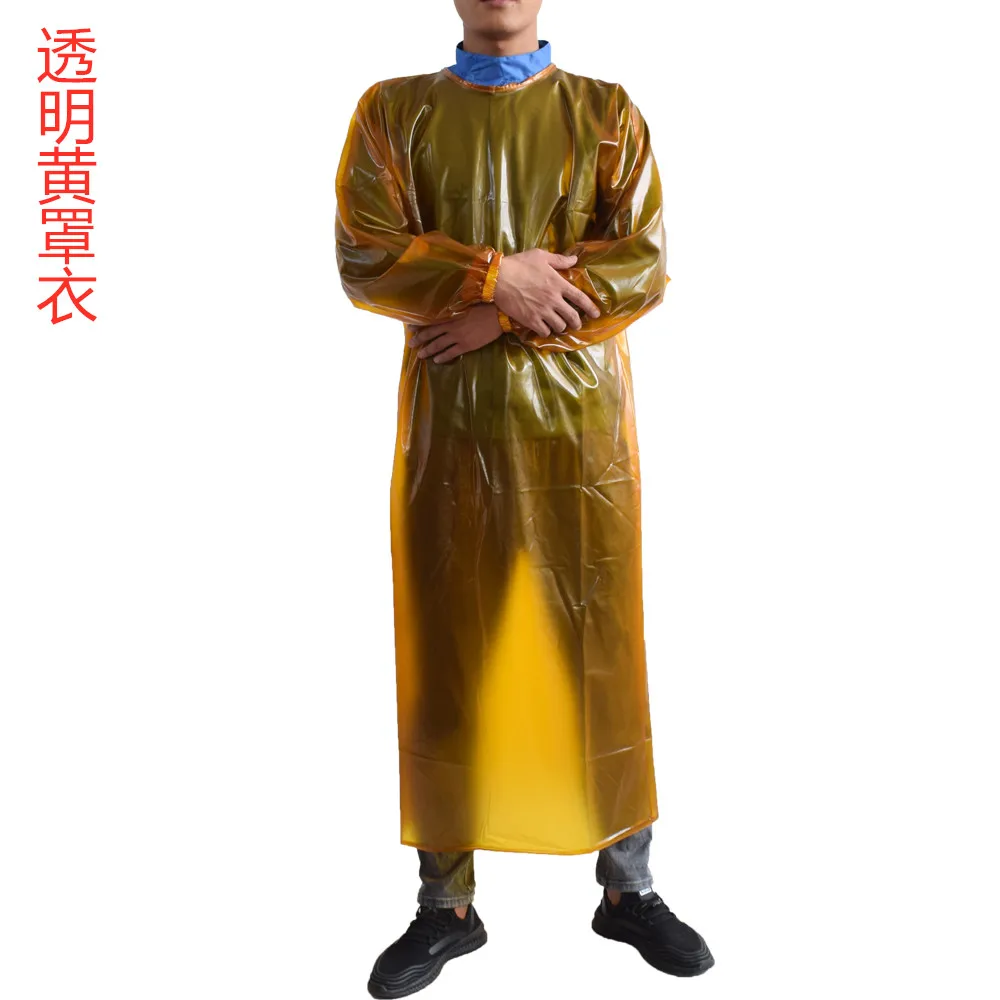 Waterproof and oil-proof transparent thick wear-resistant apron slaughterhouse men's and women's long-sleeved overalls