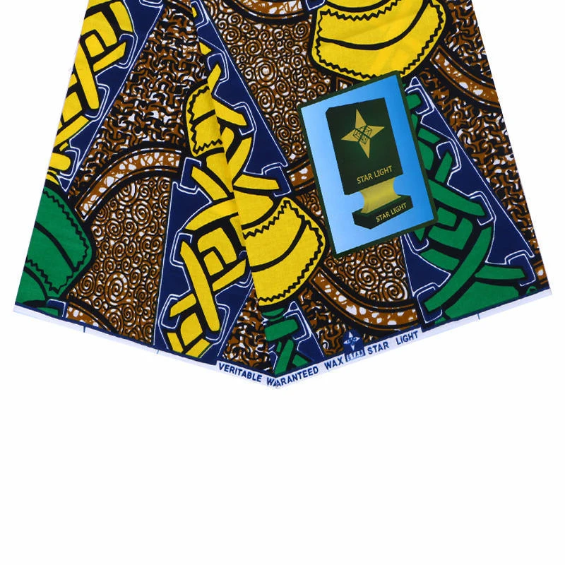 2019 Latest Design African Fashion Yellow & Green Print 100% Cotton Veritable Ankara Guarantee Real Wax Java