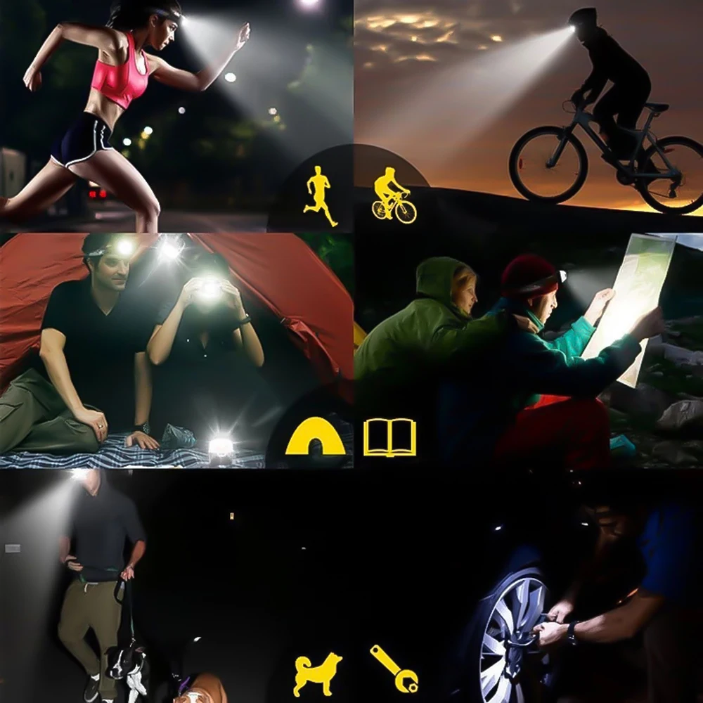 360 Degrees Rotation Mini Portable LED Headlamp Waterproof Fishing headlight Flashlight Bicycle lamp AAA Battery Running lantern