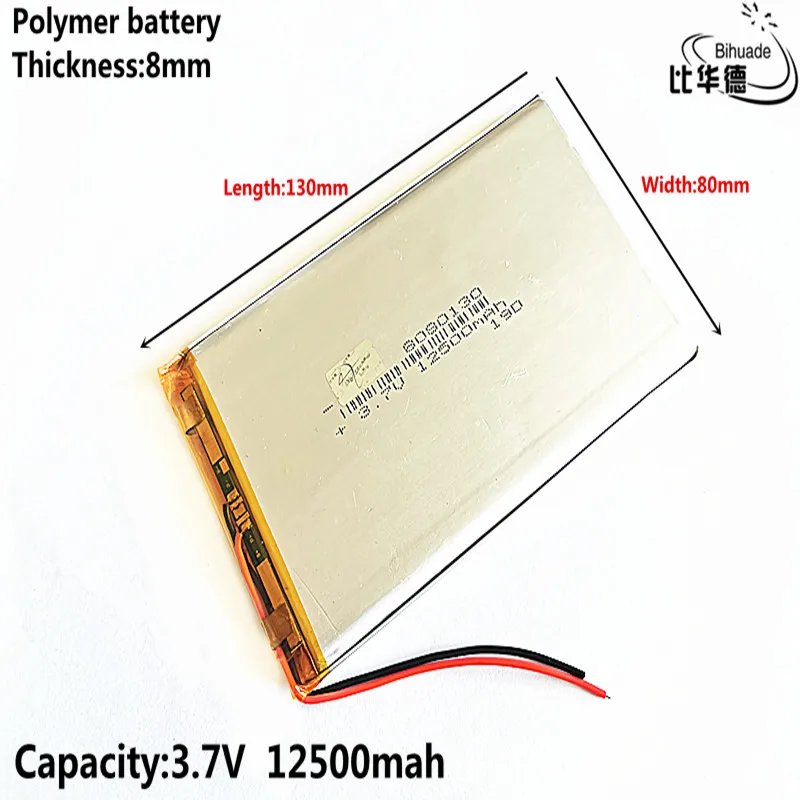 3.7V 12500mAh 8080130 lithium polymer battery MP3 MP4 navigation instruments small toys and other products Universal Battery