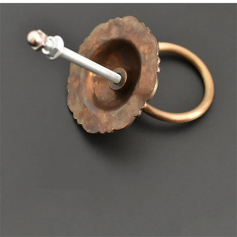 Chinese Style Copper Knocker Crafts Vintage Door Knocking Antique Door Handle Garden Home Wall Decoration 1pcs Handle E11990