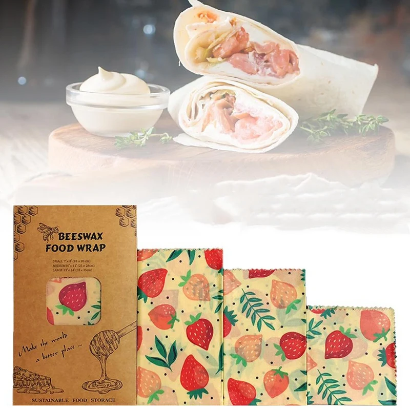 1Set Reusable Beeswax Cloth Wrap Food Fresh Bag Lid Jungle Party Bees Wax Wrap for Sandwich Cheese