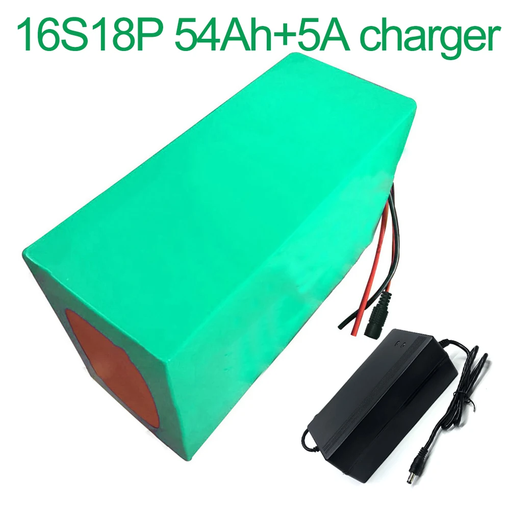 

With 5A charger 60V 54Ah 16S18P 18650 Li-ion Battery electric two Three wheeled motorcycle bicycle ebike 315*180*140mm