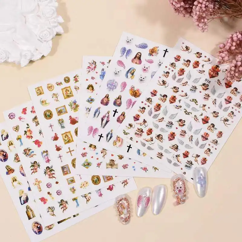 

Number series 913-914 Angel Series 3D Back glue Self-adhesive Nail art Nail sticker decoration tool Sliders For Nail Decals