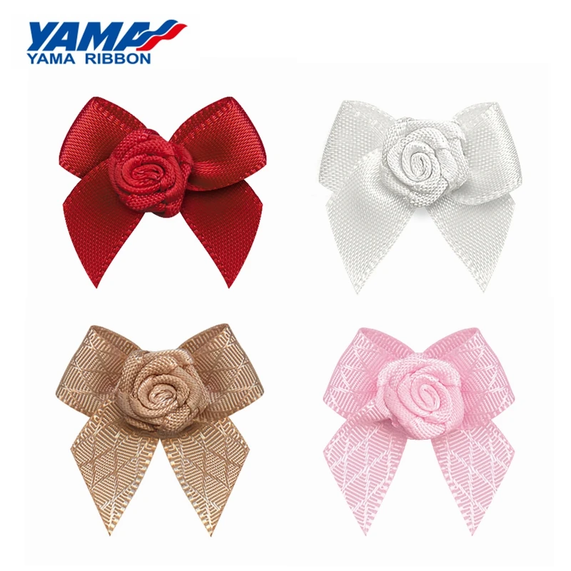 

YAMA-Ribbons Bow with Rose Wide, 26mm ± 3mm, 25mm ± 3mm, Ribbon for Crafts, DIY Wedding Decorations, Hair Accessories, 200 PCs/B