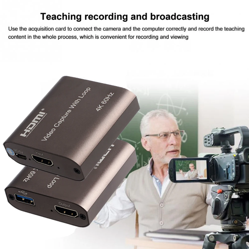 H1111Z 4K 60Hz HDMI Video Capture CardทีวีLoop 1080Pเกมการบันทึกแผ่นที่ถ่ายทอดสดกล่องUSB 2.0 3.0 GrabberสำหรับPS4กล้อง