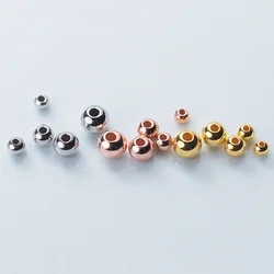 10pcs 100% 925 Sterling Silver Round Ball Loose Beads 2-6mm Handmade Bracelet Spacer Silver Beads DIY Jewelry Making Findings