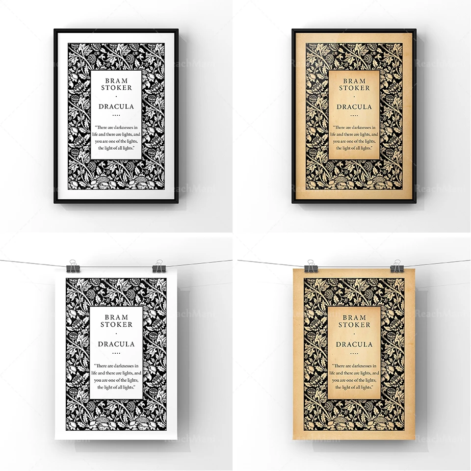Dracula Book Cover Art Poster Print | Bram Stoker Classic Book Title Page Unframed Art Print | Literary Art Gift Idea | Library