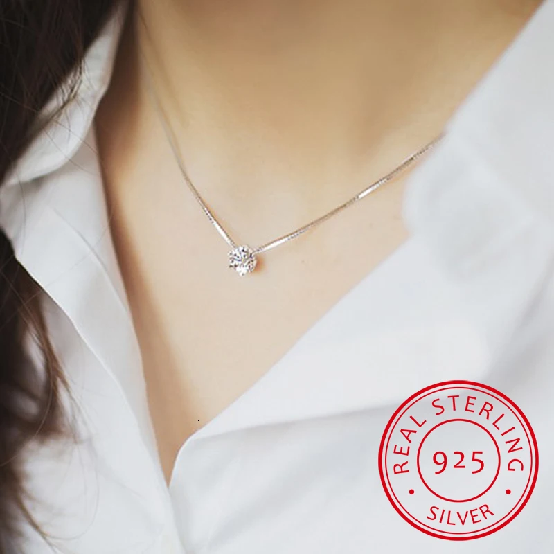 2019 New Drop Shipping 925 Sterling Silver Necklaces Crystal Zirconia Pendants&necklaces Jewelry Collar Colar De Plata