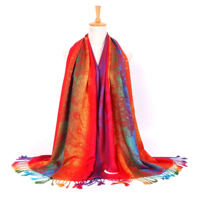 

Women Printed Cotton Pashmina Scarf Brand Luxury Female Wrap Gradient Colored Summer Air Conditioning Towel Shawl