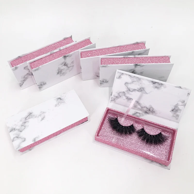 Wholesale 3D Mink Eyelashes Custom Eyelash Private Label Marble Magnetic Lash Case Mink Lashes Packaging Box