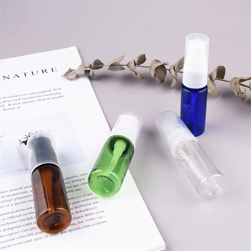 30pcs/Lot 15ml Amber Green Blue Travel Empty PET Lotion Beak Emulsion Bottle Sub-Bottling Cosmetic Sample With Pump Makeup Vials