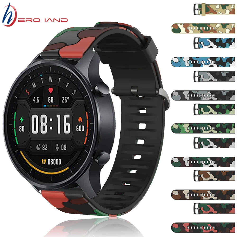 

Strap For Xiaomi Smart Watch Color Silicone Camouflage Wrist Bracelet 22mm Watch band Mi Watch Color Watchband Amazfit Stratos 3