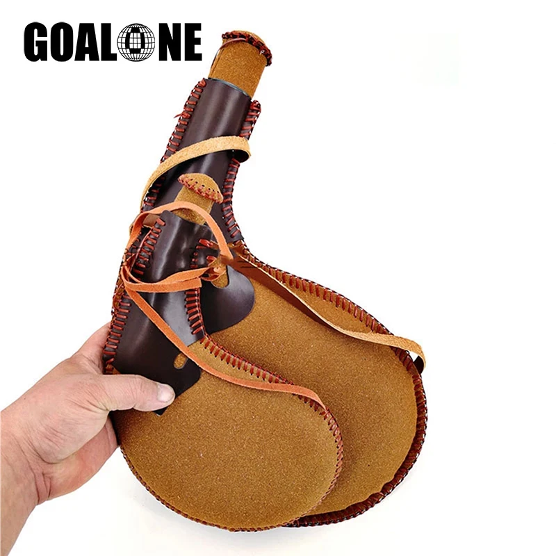 GOALONE Portable Retro Leather Hip Flask Handmade Boat Wine Bag Traditional Crafts Water Whisky Alcohol Bottle Outdoor Drinkware