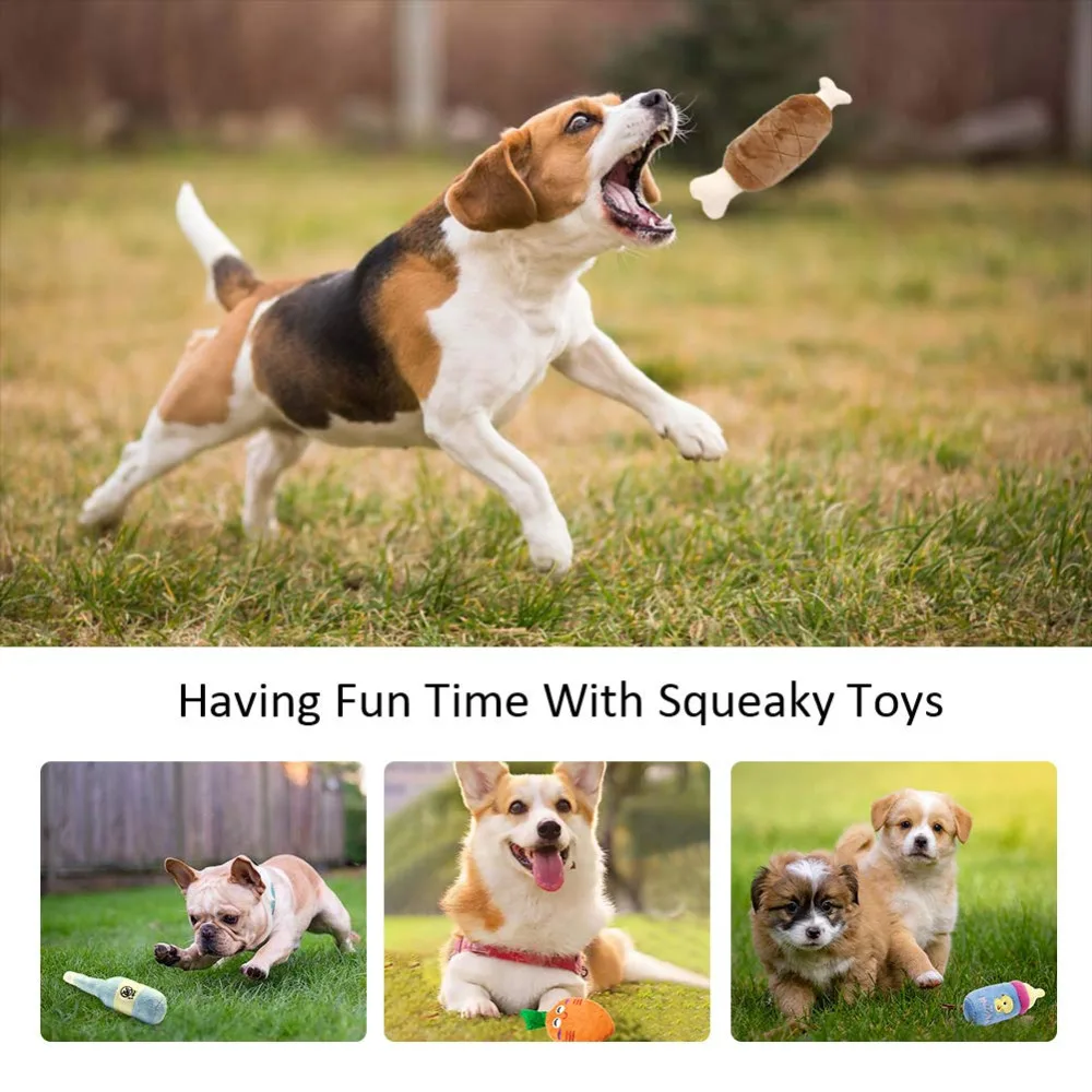 Vegetables 6 Chew Play Toys Pet Squeaky Puppy Chew Squeaker Quack Sound Doll Toy Creative Simulation Donut Pet Supplies Dog Toys