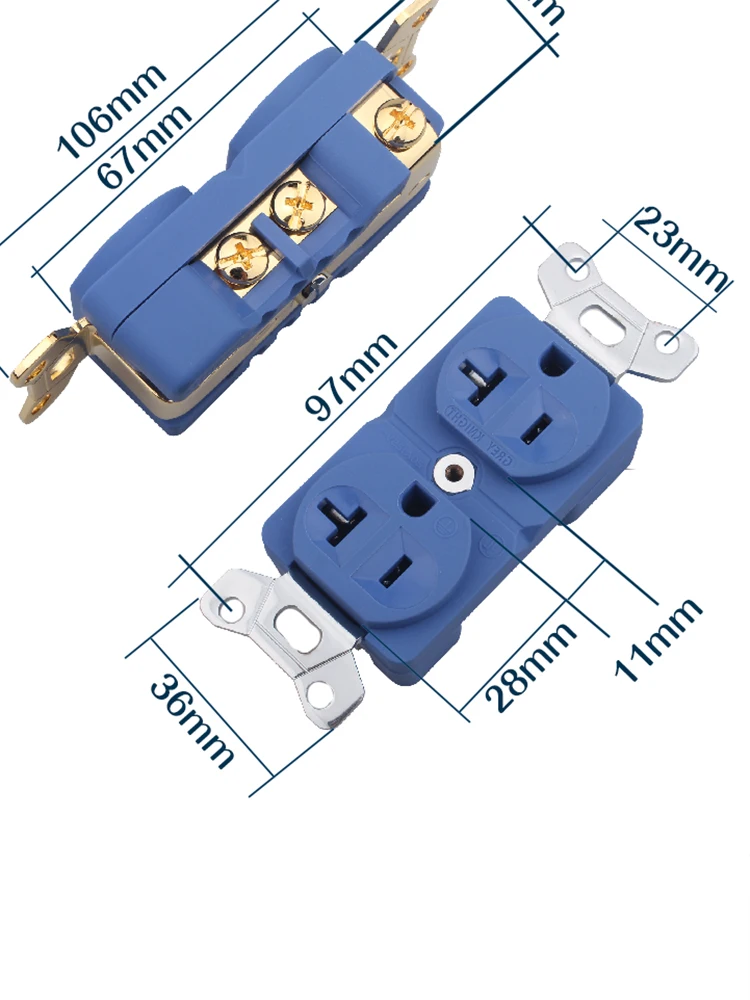 Audiocrast ทองแดงบริสุทธิ์ US AC 20A Duplex Wall AC Receptacles Wall Outlet US ผู้จัดจำหน่าย AC Power Duplex Wall ซ็อกเก็ต