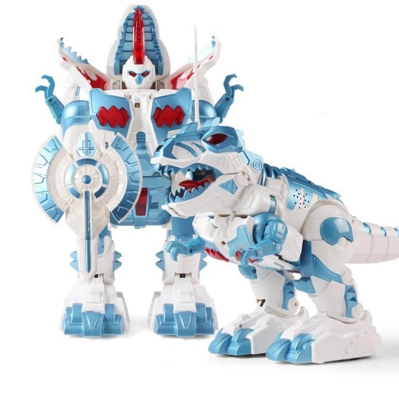 RC Deformation Dinosaur One-Key Deformation Robot Light Music Children's Electric Educational Dinosaurs Toy  English Version