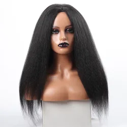 Long Kinky Straight Synthetic Wigs for Black Women Black Brown Blonde Ginger Red White Hair Afro Wigs Synthetic STW Hair Wigs