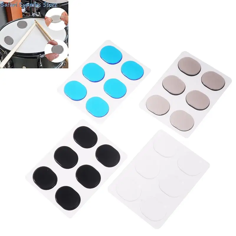 6Pcs/Sheet Pieces Drum Damper Gel Pads Silicone Drums Silencer For Drums Tone Control Percussion Instrument Accessories