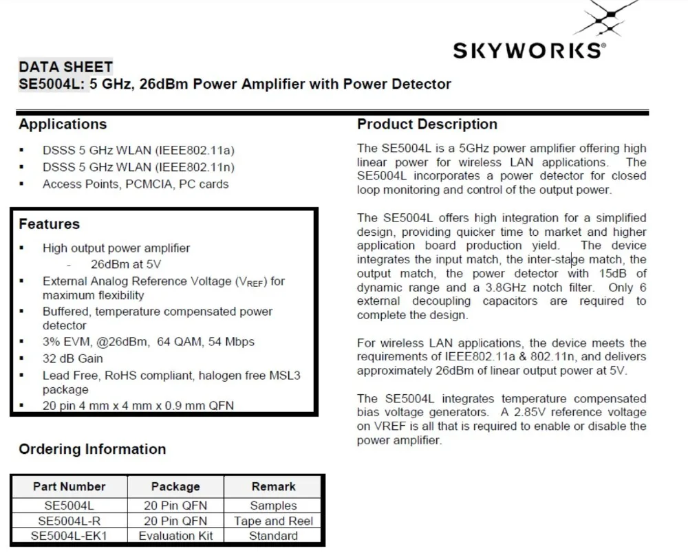 SE5004L 5g 5.8 2.4ghz 2ワットハイパワーリニアrfアンプfpv画像伝送信号のためのアマチュア無線wifi