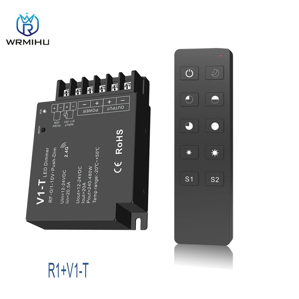 Imagem -02 - Controlador de Lâmpada Monocromática Adequado para Luz de Faixa de Cor Única Led Dimmer em Dc1224v rf 010v Pwm 20a V1-t Rt1 r1