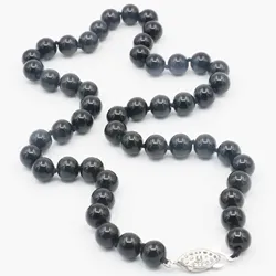 8mm Round Black Agates Onyx Necklace Beads Neckwear Natural Stone Fish Buckle 18inch Hand Made Neutral DIY Jewelry Making Design