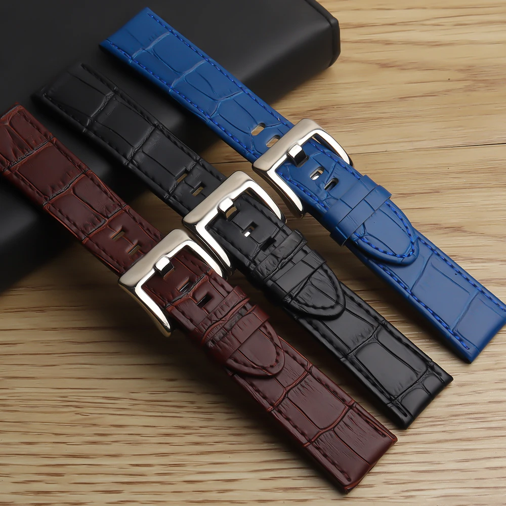 22 mm Genuine Leather Watchband Men\'s Watch Strap for Montblanc Star 36065 Wtach Band Belt Bracelet Brown Black blue