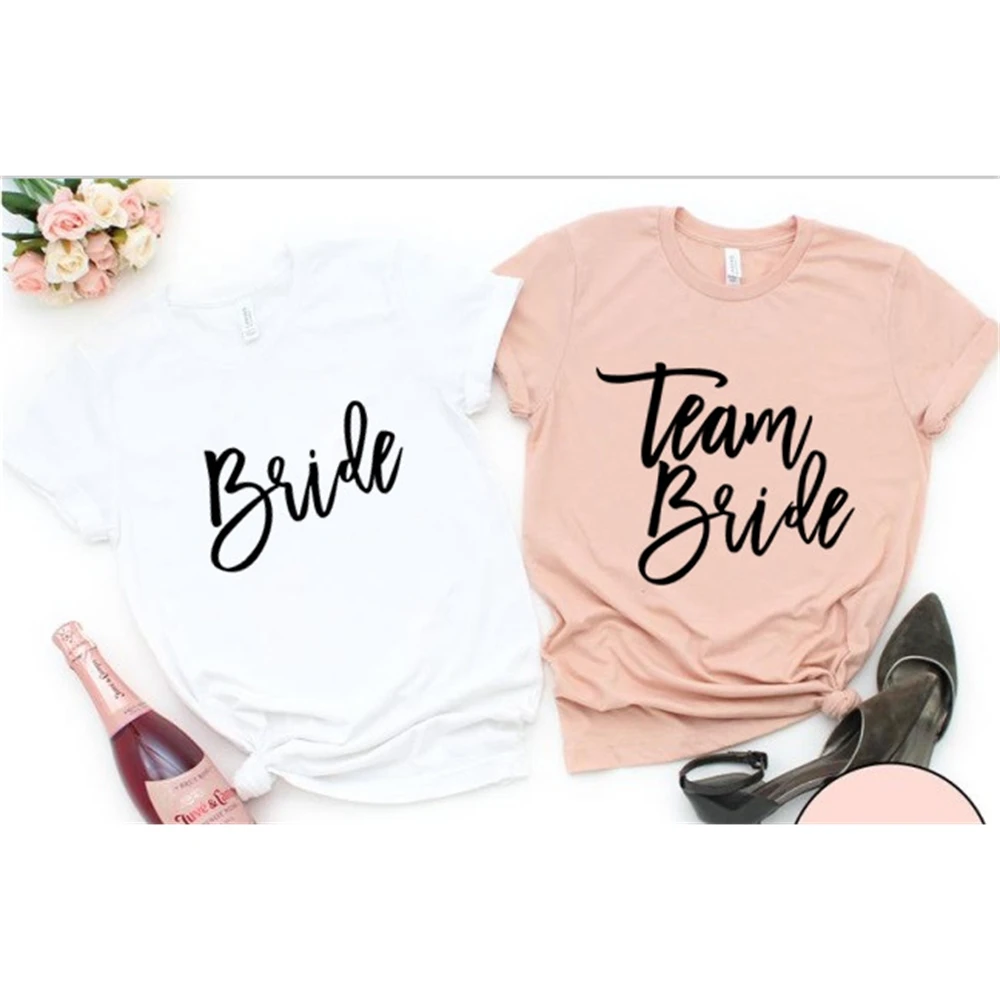 

Team Bride Bachelorette Party Women Shirt Aesthetic Shirts Polyester O Neck Short Sleeve Top Tees Tshirt 12BT