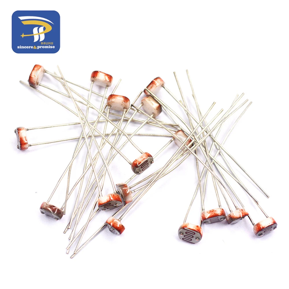 20PCS LDR Photo Light Sensitive Resistor Photoelectric Photoresistor 5528 GL5528 5537 5506 5516 5539 For Arduino DIY