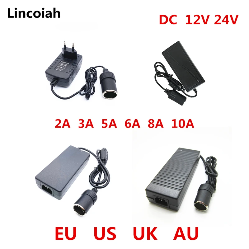 AC 100V-240V 100V 220V to DC 12V Car Cigarette Lighter AC/ DC Power Converter Adapter Inverter Power Supply Transformer 12 Volt