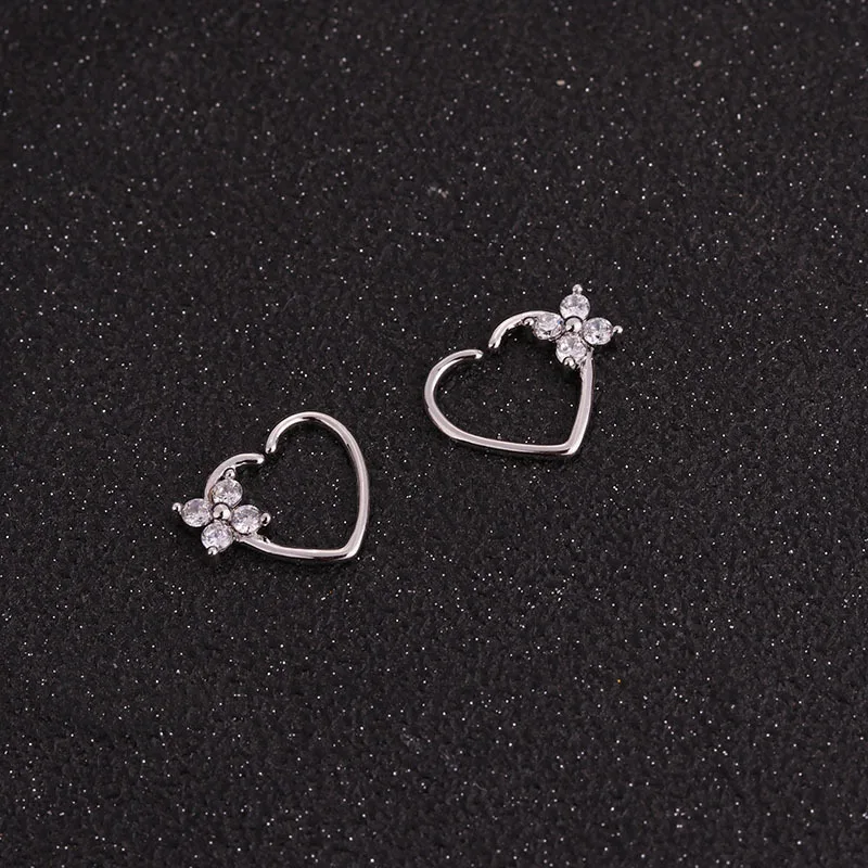 1PC Copper Heart Shape Nose Piercings Daith Piercings Septum Ear Cartilage Piercings Conch Piercings Body Jewelry пирсинг
