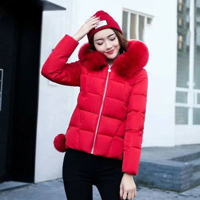 2020 New Winter short jacket women fashion Bread coat padded cotton Hooded Thick outwear Faux Fur Women's Clothing LX975