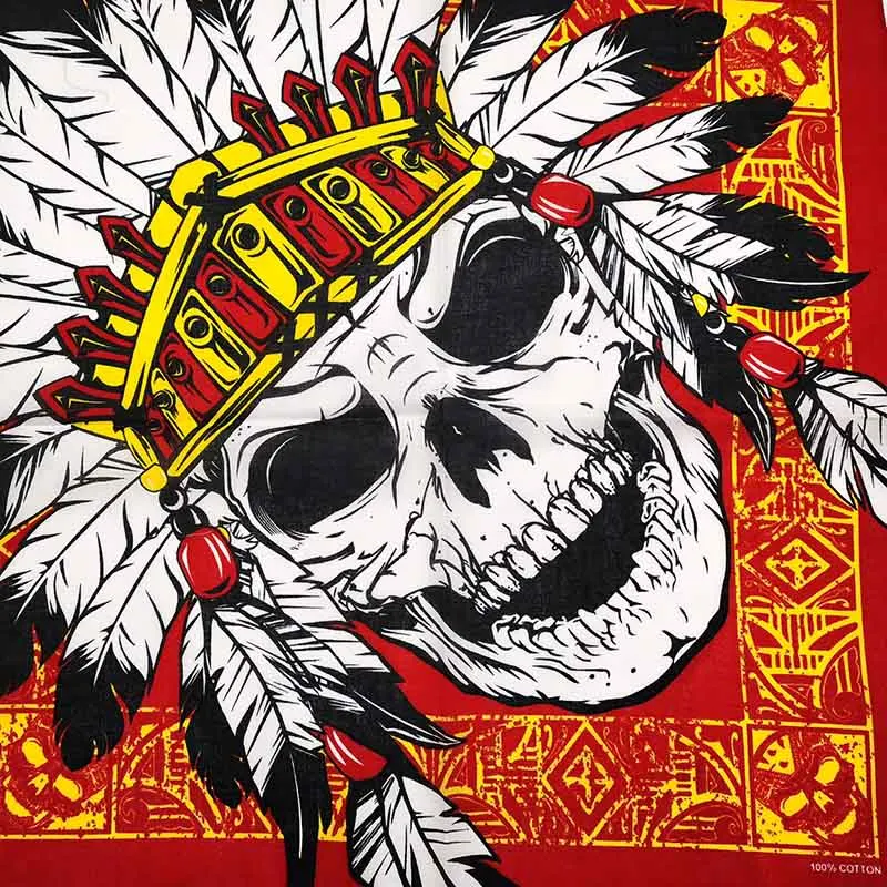 Totenkopf-Bandana, modisch, Hip-Hop, 100 % Baumwolle, quadratischer Schal, schwarz, Paisley-Fahrrad-Stirnband für Damen/Herren/Jungen/Mädchen