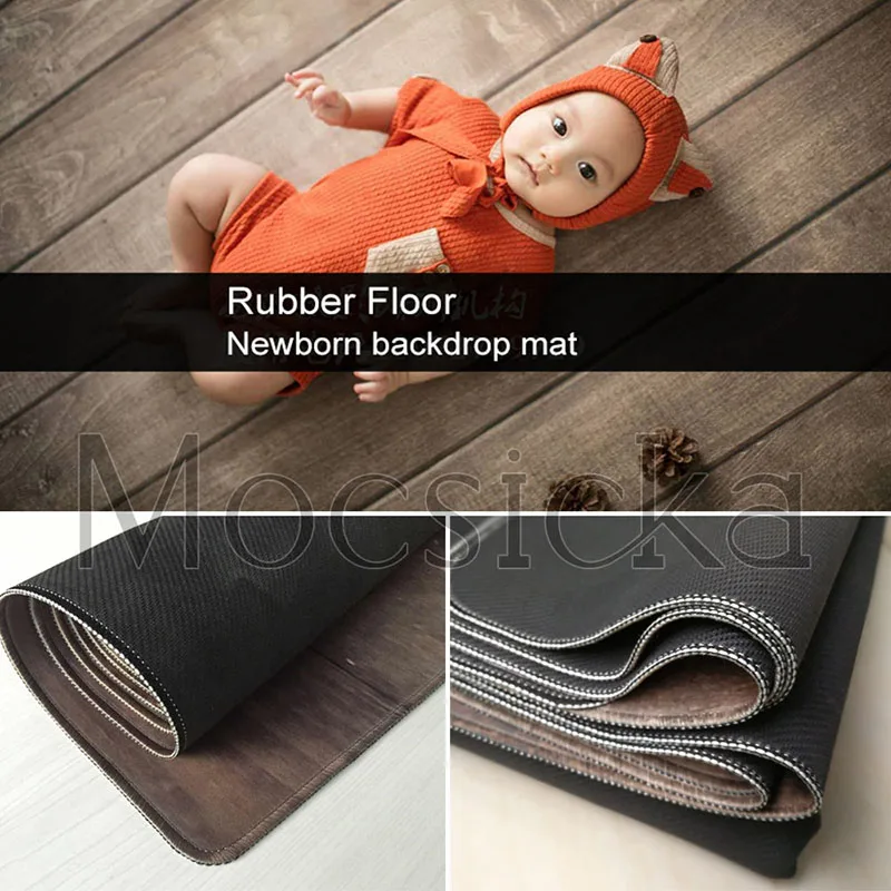 Mocsicka Rubber Floor Backdrop Wood Floor Newborn Baby Photography Studio Photo Prop Carpet Mat Anti-slip Rubber Mat Background