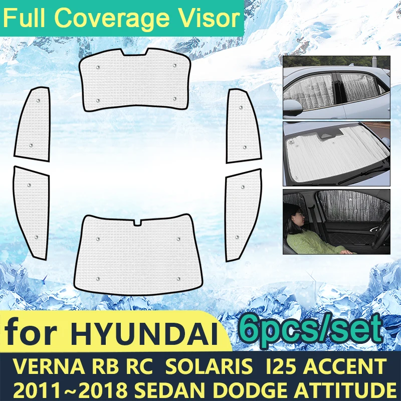 Full Cover Sunshades For Hyundai Verna RB RC 2011~2018 Sedan Solaris i25 Accent Excel III Grand Pony Car Windshields Accessories