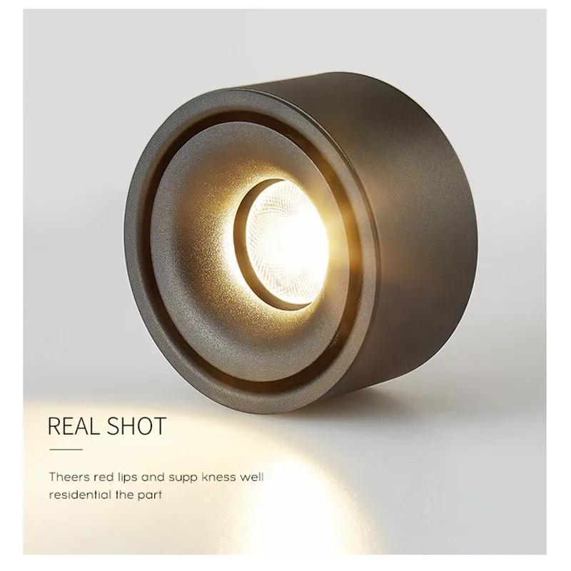 

1Pcs Round Led Dimmable Surface Mounted Spotlight COB Non Aperture Ceiling Spotlight 7W / 12W Room Surface Mounted Recessed Ligh