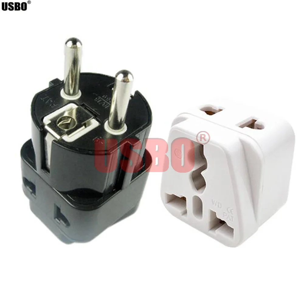 

Black White 16A 250V 2-into-1 EU/UK/AU/US to EU German French Portugal Belgium travel adapter plug universal socket converter