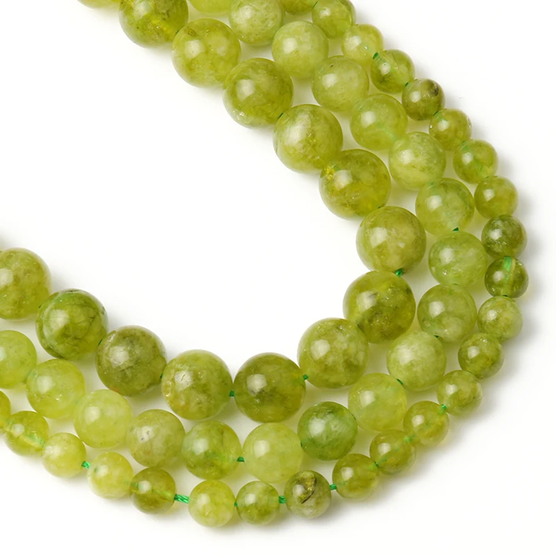 6/8/10mm Wholesale Bulk Natural Stone Beads Green Peridot Loose Round Beads for Jewelry Making DIY Gift Bracelet Erarings 15inch