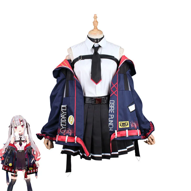 

Hololive VTuber Ayame Nakiri Cosplay Costumes Women Fancy Outfits Coat Top Skirts Halloween Carnival Uniforms Custom Made