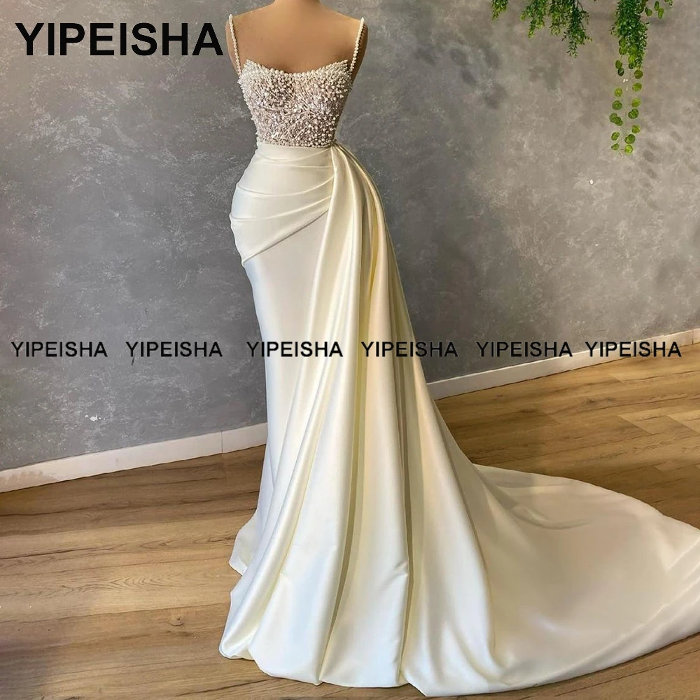 Yipeisha 2023 Zeemeermin Avondjurk Spaghettibandjes Parels Prom Jurken Lange Vestido De Fiesta Sexy Feestjurk Aangepast