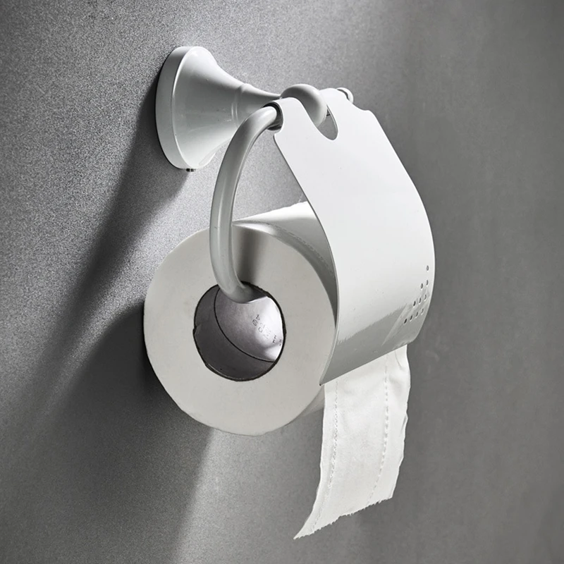1PC Brass Finish Solid White Paint Toilet Paper Holder Waterproof Bathroom Accessoreis