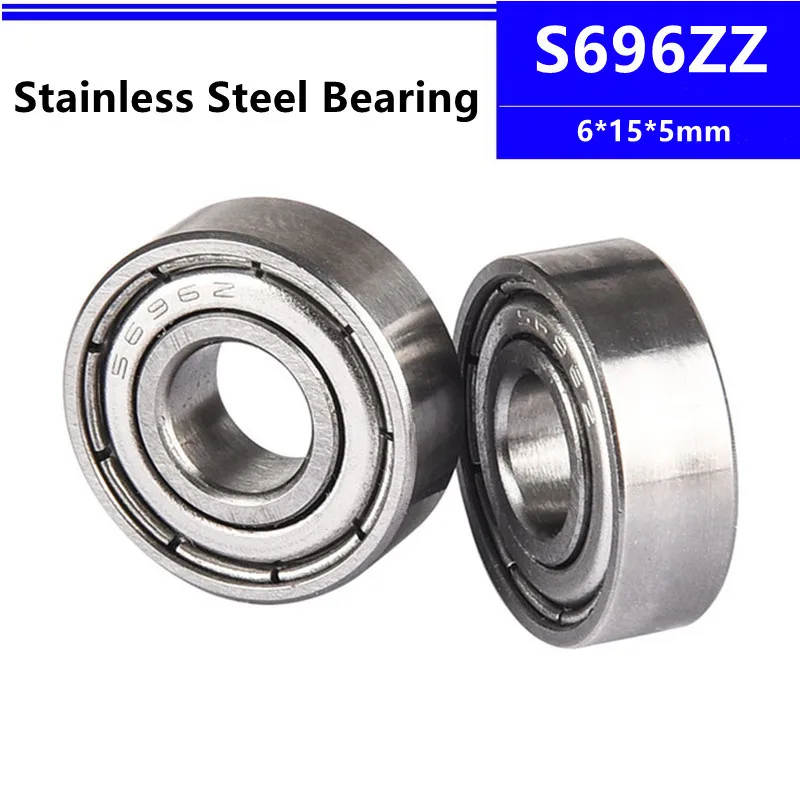 10pcs/50pcs S696ZZ 6*15*5mm Stainless Steel Deep Groove Ball Bearing 6x15x5mm 696 S696-2Z S696Z