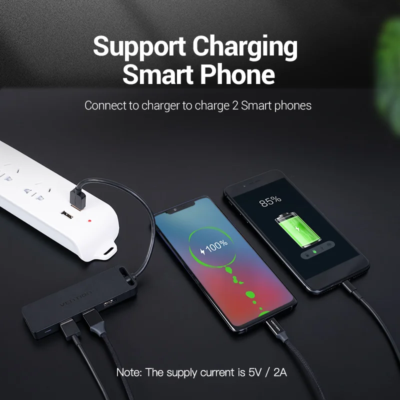 Vention-USB 허브 3.0 허브 USB 2.0 허브 멀티 USB 분배기 어댑터, 4 포트 속도 마이크로 USB 충전 포트 PC 노트북 허브 USB 용