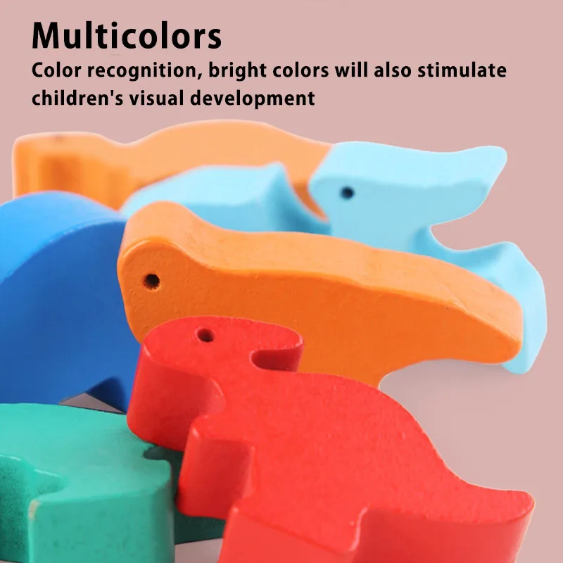 Rompecabezas 3D apilado, juguetes de madera para bebés, materiales Montessori, animales, dinosaurios, equilibrio, juegos educativos