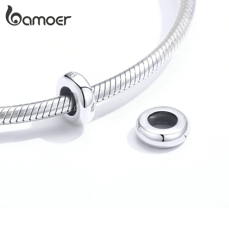 bamoer Genuine 925 Sterling Silver Simple Minimalist Silicone Stopper Charm for Original Bracelet Jewelry Accessories SCC1450